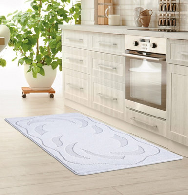 Smart Living Heavy Duty Machine Washable Runner for Hallway, Kitchen Non Slip Floor Mats, Door Mat 40cm x 60cm - Silver