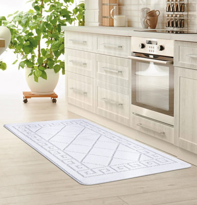 Smart Living Heavy Duty Machine Washable Runner for Hallway, Kitchen Non Slip Floor Mats, Door Mat 40cm x 60cm - Silver