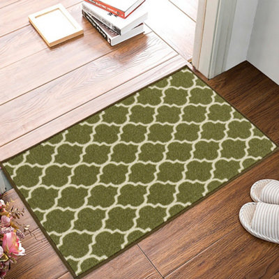 Smart Living Heavy Duty Machine Washable Runner for Hallway Kitchen Non Slip Floor Mats Door Mat 50cm x 80cm Green Cream DIY at B Q