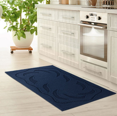 Smart Living Heavy Duty Machine Washable Runner for Hallway, Kitchen Non Slip Floor Mats, Door Mat 50cm x 80cm - Navy