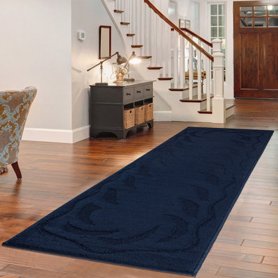 Smart Living Heavy Duty Machine Washable Runner for Hallway, Kitchen Non Slip Floor Mats, Door Mat 60cm x 220cm - Navy