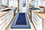 Smart Living Heavy Duty Machine Washable Runner for Hallway, Kitchen Non Slip Floor Mats, Door Mat 67cm x 120cm - Blue Cream
