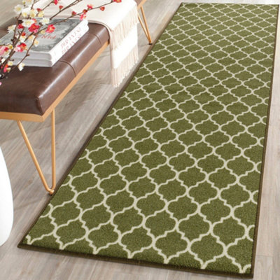 Smart Living Heavy Duty Machine Washable Runner for Hallway, Kitchen Non Slip Floor Mats, Door Mat 67cm x 120cm - Green Cream