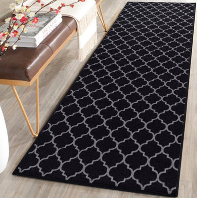 Smart Living Heavy Duty Machine Washable Runner for Hallway, Kitchen Non Slip Floor Mats, Door Mat 67cm x 220cm - Black Grey