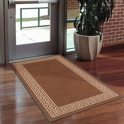 Heavy Duty Indoor/Outdoor Barrier Mat - Non-Slip, Machine Washable (Brown, 80x140cm)