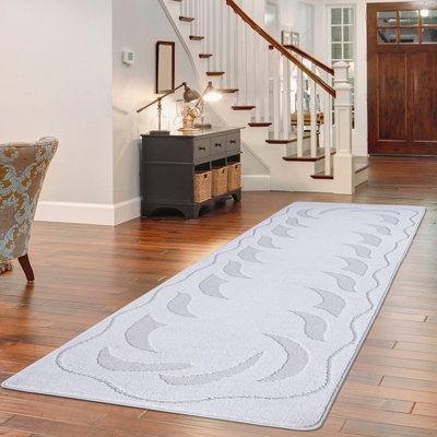 Gray Rubber Backed Anti Slip Washable Extra Long Hallway Hall