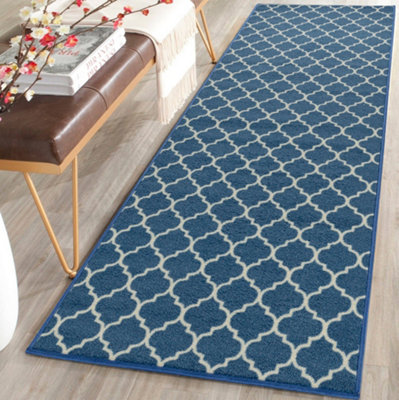 Smart Living Heavy Duty Machine Washable Runner for Hallway, Kitchen Non Slip Floor Mats, Door Mat 80cm x 300cm - Blue Cream