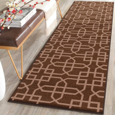 Smart Living Heavy Duty Machine Washable Runner for Hallway, Kitchen Non Slip Floor Mats, Door Mat 80cm x 300cm - Brown Beige