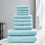 Smart Living Luxury 100% Cotton 10 Piece Super Soft Bathroom Towel Bale Set - Aqua