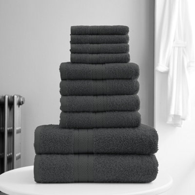 Smart Living Luxury 100% Cotton 10 Piece Super Soft Bathroom Towel Bale Set - Charcoal Price Comparisons | Compare The Build