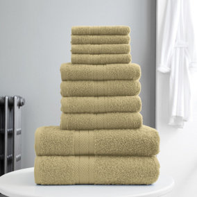 Smart Living Luxury 100% Cotton 10 Piece Super Soft Bathroom Towel Bale Set - Mocha