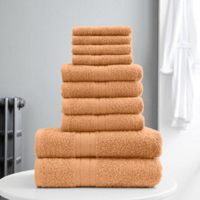 Smart Living Luxury 100% Cotton 10 Piece Super Soft Bathroom Towel Bale Set - Peach