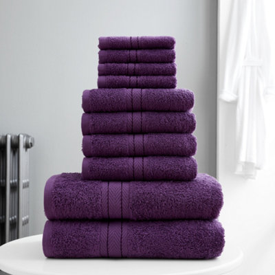Smart Living Luxury 100% Cotton 10 Piece Super Soft Bathroom Towel Bale Set - Purple Price Comparisons | Compare The Build