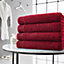Smart Living Luxury 100% Cotton 4 Piece Super Soft Bathroom Towel Bale Set - Red