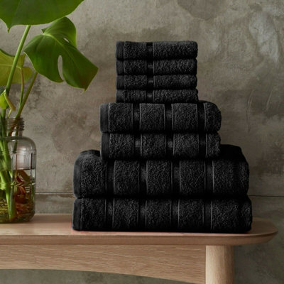 Smart Living Luxury 100% Cotton 8 Piece Super Soft Bathroom Towel Bale Set - Black Price Comparisons | Compare The Build