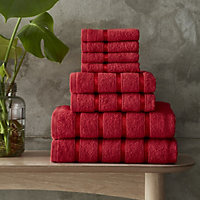 Smart Living Luxury 100% Cotton 8 Piece Super Soft Bathroom Towel Bale Set - Red