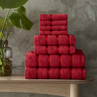 Smart Living Luxury 100% Cotton 8 Piece Super Soft Bathroom Towel Bale Set - Red Price Comparisons | Compare The Build