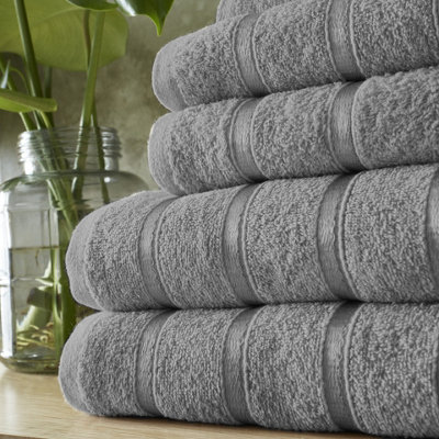 Smart Living Luxury 100% Cotton 8 Piece Super Soft Bathroom Towel Bale Set - Silver