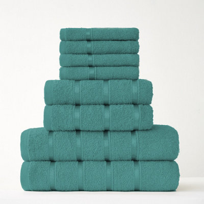 Smart Living Luxury 100 Cotton 8 Piece Super Soft Bathroom Towel Bale Set Teal