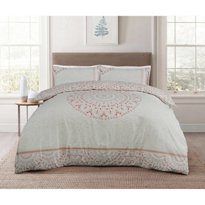 Smart Living Luxury Cotton Easy Care Bedding Quilt Cover, Textured Duvet Cover Set, Bed Covers - Mandala