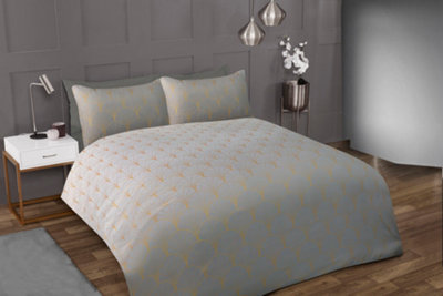 Smart Living Luxury Easy Care Bedding Quilt Cover, Textured Duvet Cover Set, Bed Covers - Ombre Metallic Deco