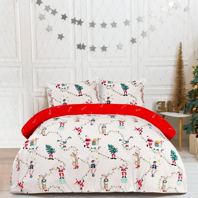Smart Living Luxury Super Soft & Elegant Reversible PARTY SANTA Duvet Cover with Pillowcase