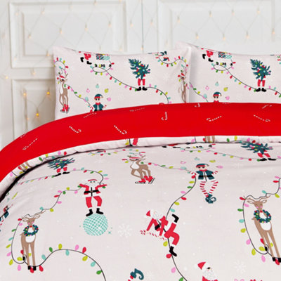 Smart Living Luxury Super Soft & Elegant Reversible PARTY SANTA Duvet Cover with Pillowcase