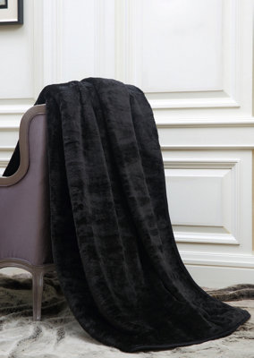 Smart Living Luxury Thick Faux Fur Mink Throw, Fluffy Blanket For