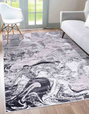 Smart Living Modern Carved Area Rug, Living Room Carpet, Kitchen Floor, Bedroom Soft Rug 120cmx170cm-Emperor(315 Solarius Silver)