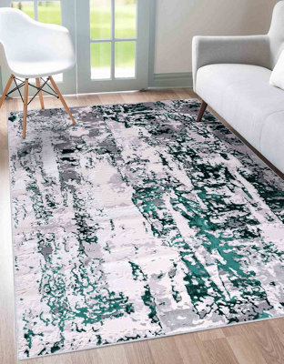 Smart Living Modern Carved Area Rug, Living Room Carpet, Kitchen Floor, Bedroom Soft Rugs 120cmx170cm - Emperor (320 Styra Aqua)
