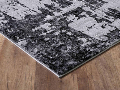 Smart Living Modern Soft Carved Area Rug, Living Room Carpet, Kitchen Floor, Bedroom Soft Rugs 120cmx170cm - Serenity (205 Black)