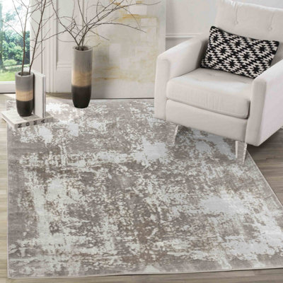Smart Living Modern Soft Carved Area Rug, Living Room Carpet, Kitchen Floor, Bedroom Soft Rugs 120cmx170cm -Serenity (208 Stone)