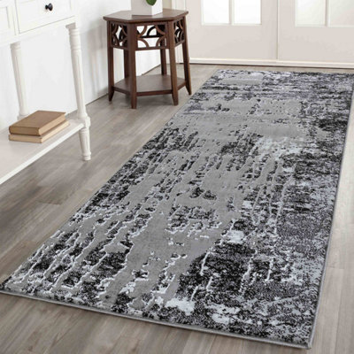 Smart Living Modern Soft Carved Area Rug, Living Room Carpet, Kitchen Floor, Bedroom Soft Rugs 120cmx170cm - Serenity (211 Black)