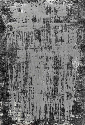 Smart Living Modern Soft Carved Area Rug, Living Room Carpet, Kitchen Floor, Bedroom Soft Rugs 120cmx170cm - Serenity (211 Black)