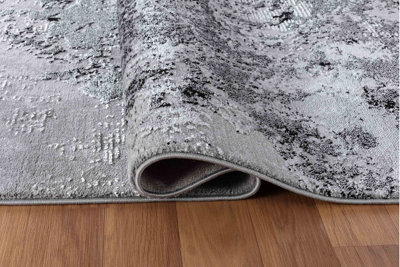Smart Living Modern Soft Carved Area Rug, Living Room Carpet, Kitchen Floor, Bedroom Soft Rugs 120cmx170cm - Serenity (271 Black)