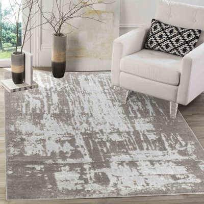 Smart Living Modern Soft Carved Area Rug, Living Room Carpet, Kitchen Floor, Bedroom Soft Rugs 200cmx290cm- Serenity (211 Stone)