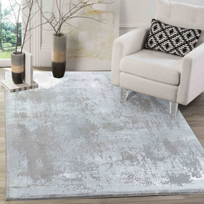 Smart Living Modern Soft Carved Area Rug, Living Room Carpet, Kitchen Floor, Bedroom Soft Rugs 80cmx150cm - Serenity (208 Grey)