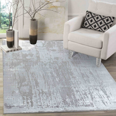 Smart Living Modern Soft Carved Area Rug, Living Room Carpet, Kitchen Floor, Bedroom Soft Rugs 80cmx150cm - Serenity (211 Grey)
