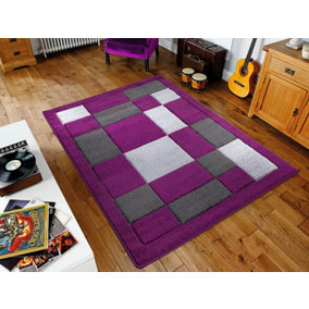 Smart Living Modern Thick Havana Carved Area Rug, Living Room Carpet, Kitchen Floor, Bedroom Soft Rugs 160cm x 230cm - Purple Grey