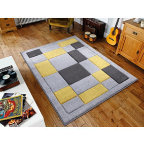 Smart Living Modern Thick Havana Carved Area Rug, Living Room Carpet, Kitchen Floor, Bedroom Soft Rugs 200cm x 290cm - Grey Ochre