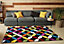Smart Living Modern Thick Soft Carved Area Rug, Living Room Carpet, Kitchen Floor, Bedroom Soft Rugs 120cm x 170cm - Circle Black