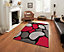 Smart Living Modern Thick Soft Carved Area Rug, Living Room Carpet, Kitchen Floor, Bedroom Soft Rugs 60cm x 110cm - Black Red