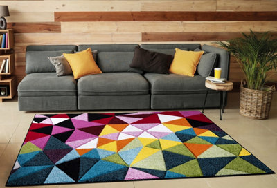 Smart Living Modern Thick Soft Carved Area Rug, Living Room Carpet, Kitchen Floor, Bedroom Soft Rugs 60cm x 110cm - Geo Play