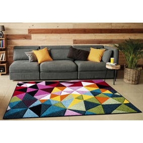 Smart Living Modern Thick Soft Carved Area Rug, Living Room Carpet, Kitchen Floor, Bedroom Soft Rugs 60cm x 110cm - Geo Play