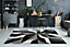 Smart Living Modern Thick Soft Carved Area Rug, Living Room Carpet, Kitchen Floor, Bedroom Soft Rugs 60cm x 110cm - Grey Black