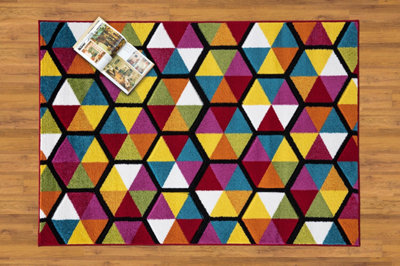 Smart Living Modern Thick Soft Carved Area Rug, Living Room Carpet, Kitchen Floor, Bedroom Soft Rugs 60cm x 110cm - Hexagon