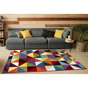 Smart Living Modern Thick Soft Carved Area Rug, Living Room Carpet, Kitchen Floor, Bedroom Soft Rugs 60cmx110cm-Geometric Triangle