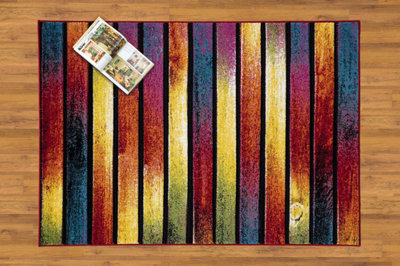 Smart Living Modern Thick Soft Carved Area Rug, Living Room Carpet, Kitchen Floor, Bedroom Soft Rugs 80cm x 150cm - Stripes