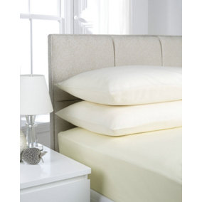 Smart Living Pillowcase Pair Super Soft Cosy Easy Care Polycotton Bed Linen Luxury Pillowcase Pair Non Iron - Cream