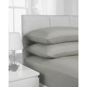Smart Living Pillowcase Pair Super Soft Cosy Easy Care Polycotton Bed Linen Luxury Pillowcase Pair Non Iron - Grey
